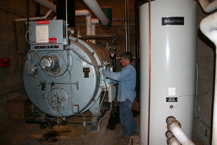 mechanical room with heating system
